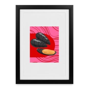 Moules funky - Affiche encadrée (27 × 37 cm) - noir - Devant