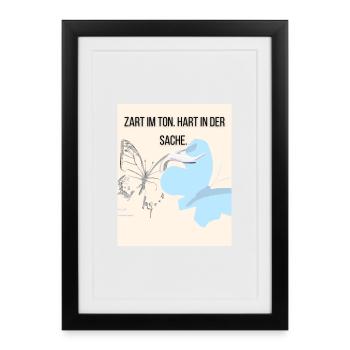 Gentle empathy with butterfly and stork - Framed poster (27 × 37 cm) - black - Front