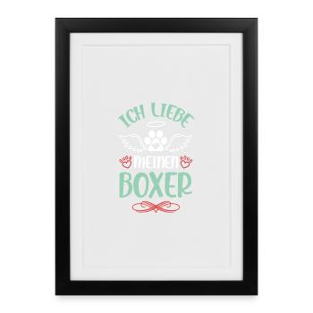 I love my boxer with wings - Framed poster (27 × 37 cm) - black - Front
