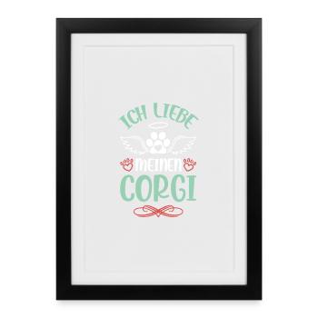 J’adore mon corgi - Affiche encadrée (27 × 37 cm) - noir - Devant