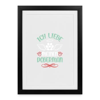 Amour des Dobermans avec des ailes - Affiche encadrée (27 × 37 cm) - noir - Devant