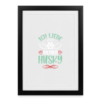 J’adore mes ailes d’ange husky - Affiche encadrée (27 × 37 cm) - noir - Devant