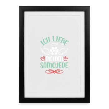 J’aime mon Samoyède - Affiche encadrée (27 × 37 cm) - noir - Devant