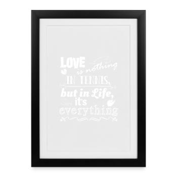 L’amour n’est rien dans le tennis, mignon design blanc couleur - Affiche encadrée (27 × 37 cm) - noir - Devant