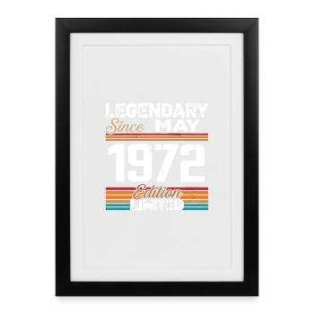 Mai 1972 Vintage Mai 1972 Retro Mai 1972 - Affiche encadrée (27 × 37 cm) - noir - Devant