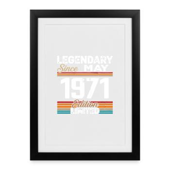 Mai 1971 Vintage Mai 1971 Retro Mai 1971 - Affiche encadrée (27 × 37 cm) - noir - Devant