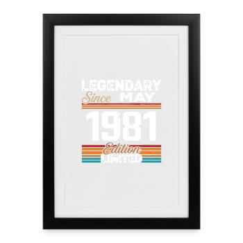 Mai 1981 Vintage Mai 1981 Retro Mai 1981 - Affiche encadrée (27 × 37 cm) - noir - Devant