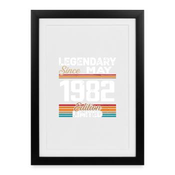 Mai 1982 Vintage Mai 1982 Retro Mai 1982 - Affiche encadrée (27 × 37 cm) - noir - Devant