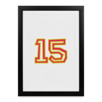 15. 15 ANS. 15e ANNIVERSAIRE. ANNIVERSAIRE 15 ANS. - Affiche encadrée (27 × 37 cm) - noir - Devant