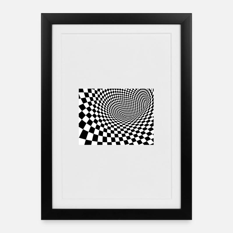 Tourbillon Carré Noir et Blanc - Affiche encadrée (27 × 37 cm) - noir