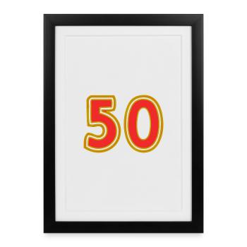 50. 50 ANS. 50e ANNIVERSAIRE. ANNIVERSAIRE 50 ANS. - Affiche encadrée (27 × 37 cm) - noir - Devant
