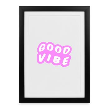 Bonne Vibe Pastel Rose - Affiche encadrée (27 × 37 cm) - noir - Devant