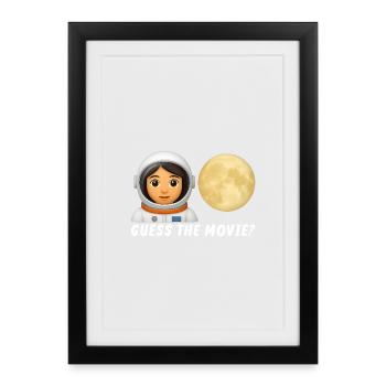Illustration d’astronaute et de pleine lune - Affiche encadrée (27 × 37 cm) - noir - Devant