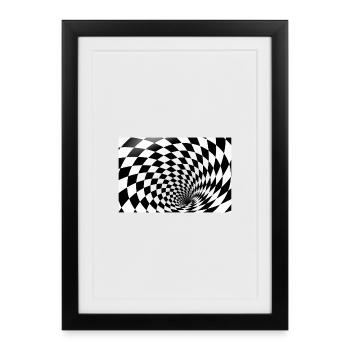 Spirale hypnotique en damier - Affiche encadrée (27 × 37 cm) - noir - Devant