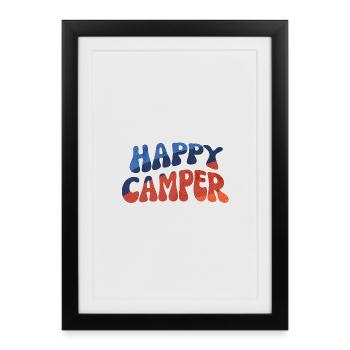 Happy Camper: Colorful Doodle Illustration - Framed poster (27 × 37 cm) - black - Front