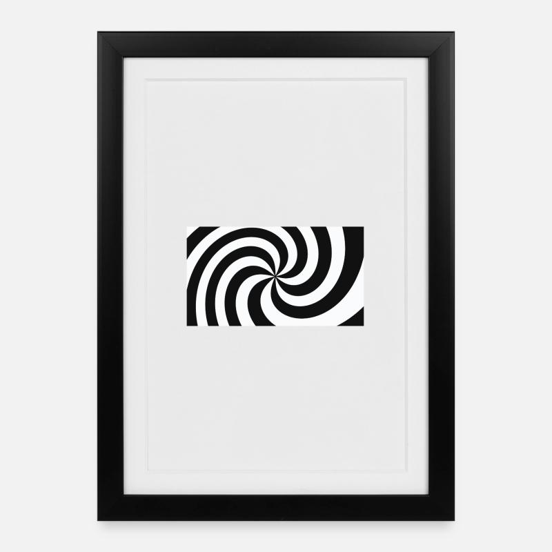 Hypnotische Schwarz-Weiß-Haarfeder - Gerahmtes Poster (27 × 37 cm) - Schwarz