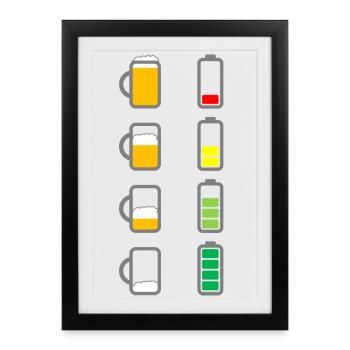 Recharge beer battery - Framed poster (27 × 37 cm) - black - Front