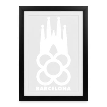 Barcelona Sagrada Familia and Flower of the city - Framed poster (27 × 37 cm) - black - Front