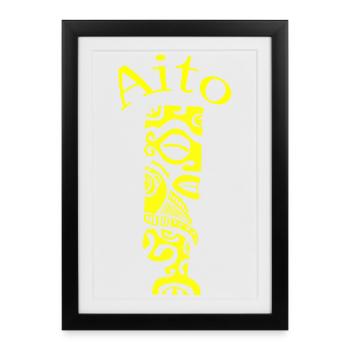 TIKI AITO "YELLOW" - Affiche encadrée (27 × 37 cm) - noir - Devant