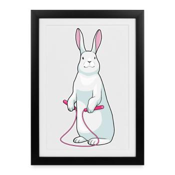 Bunny Jumping Rope Skipping Rope Fitness - Framed poster (27 × 37 cm) - black - Front