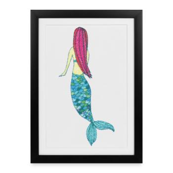 Mermaid Impressionism - Framed poster (27 × 37 cm) - black - Front