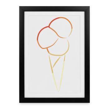 Croquis de crème glacée vintage - Affiche encadrée (27 × 37 cm) - noir - Devant