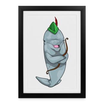 Delfin Bogenschütze Bogen - Gerahmtes Poster (27 × 37 cm) - Schwarz - Vorne