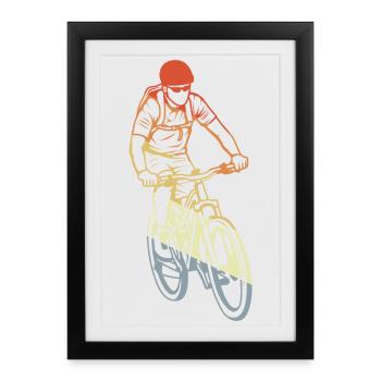 Dessin de vététiste vintage - Affiche encadrée (27 × 37 cm) - noir - Devant