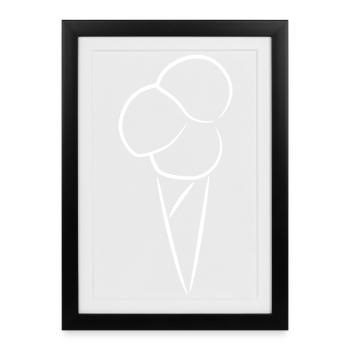 Dessin de crème glacée - Affiche encadrée (27 × 37 cm) - noir - Devant