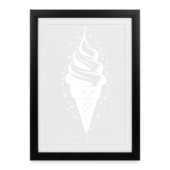 Croquis de cornet de crème glacée - Affiche encadrée (27 × 37 cm) - noir - Devant