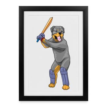 Rottweiler Cricket Cricket Bats - Framed poster (27 × 37 cm) - black - Front