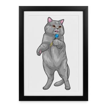 Cat Dart Dart - Affiche encadrée (27 × 37 cm) - noir - Devant