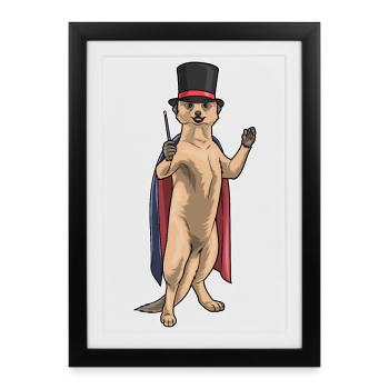 Meerkat Wizard Wand - Framed poster (27 × 37 cm) - black - Front