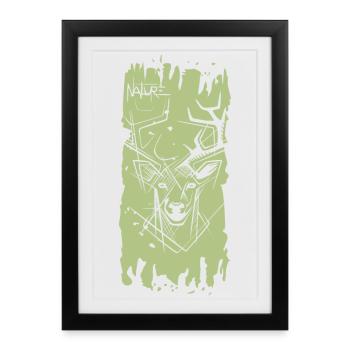 Nature Brush Reindeer Deer Moose Brush Stroke Logo - Framed poster (27 × 37 cm) - black - Front