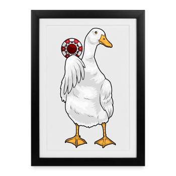 Duck Poker Jetons de poker - Affiche encadrée (27 × 37 cm) - noir - Devant