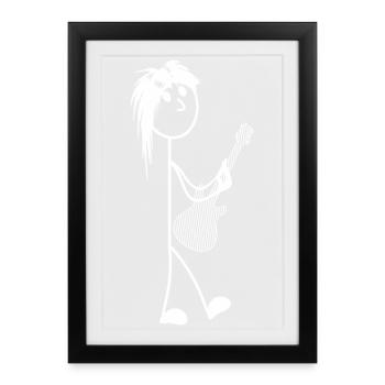 Stick figure with guitar - Framed poster (27 × 37 cm) - black - Front