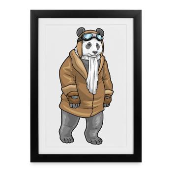 Panda Pilot Cap - Framed poster (27 × 37 cm) - black - Front