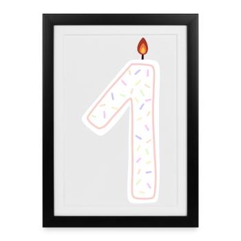 Celebration Candle with Sprinkles Design - Framed poster (27 × 37 cm) - black - Front