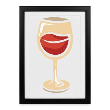 verre à vin aux lèvres rouges - Affiche encadrée (27 × 37 cm) - noir - Devant