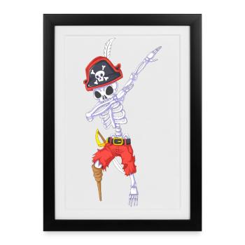 Dabbing Pirate Skeleton Halloween - Framed poster (27 × 37 cm) - black - Front
