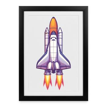 Cosmos Rocket Édition Neon - Affiche encadrée (27 × 37 cm) - noir - Devant