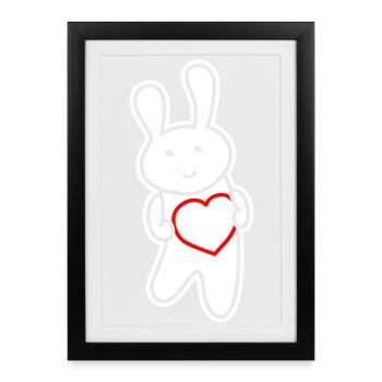 Bunny with Heart: Love & Cuteness - Framed poster (27 × 37 cm) - black - Front