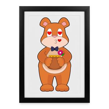 Bär Honig - Gerahmtes Poster (27 × 37 cm) - Schwarz - Vorne
