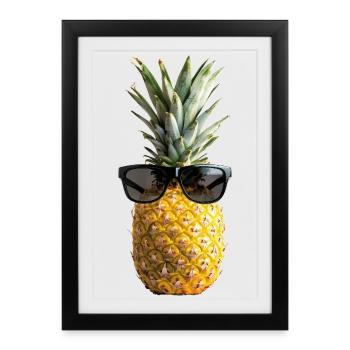 Pineapple with sunglasses - Framed poster (27 × 37 cm) - black - Front