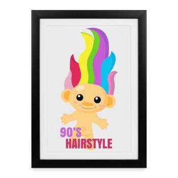 90s Hairstyle - Troll Nostalgia 90s - Framed poster (27 × 37 cm) - black - Front