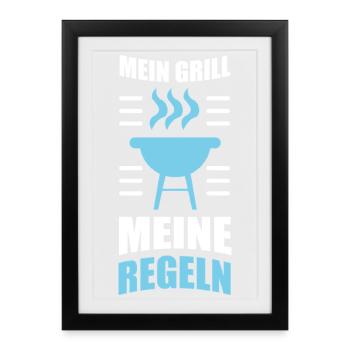 Mon grill Mes règles - Affiche encadrée (27 × 37 cm) - noir - Devant