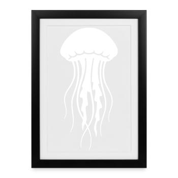 Jellyfish Medusa Sea Animal Clean Vector - Framed poster (27 × 37 cm) - black - Front