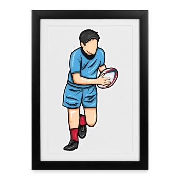 Rugby masculin - Affiche encadrée (27 × 37 cm) - noir - Devant