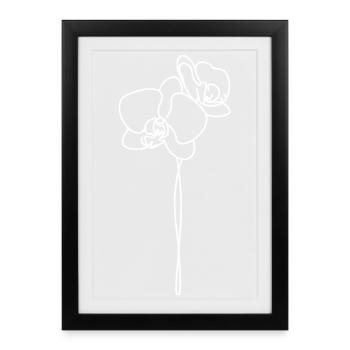 Floral Line Drawing White - Framed poster (27 × 37 cm) - black - Front