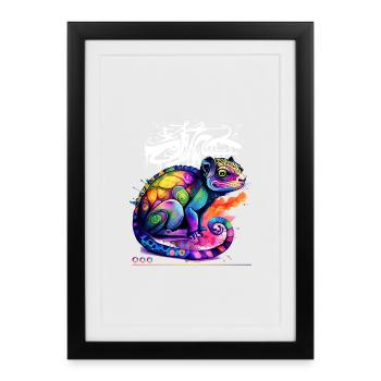 Colorful Chameleon Graffiti - Framed poster (27 × 37 cm) - black - Front